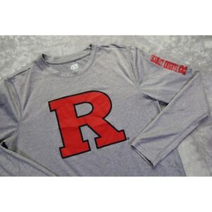 Women's Rutgers University Scarlet Knights Gray Long Sleeve Jersey Shirt L 14/16